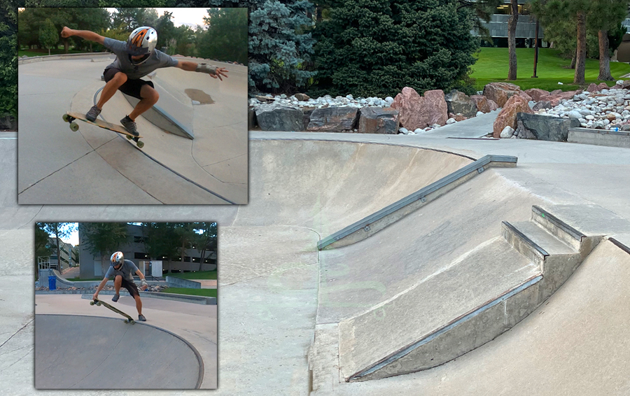 obstacles within the bowl at the skatepark in greenwood village
