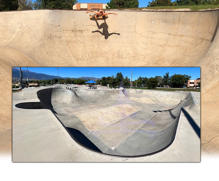 huge bowl with great flow at colorado springs skatepark