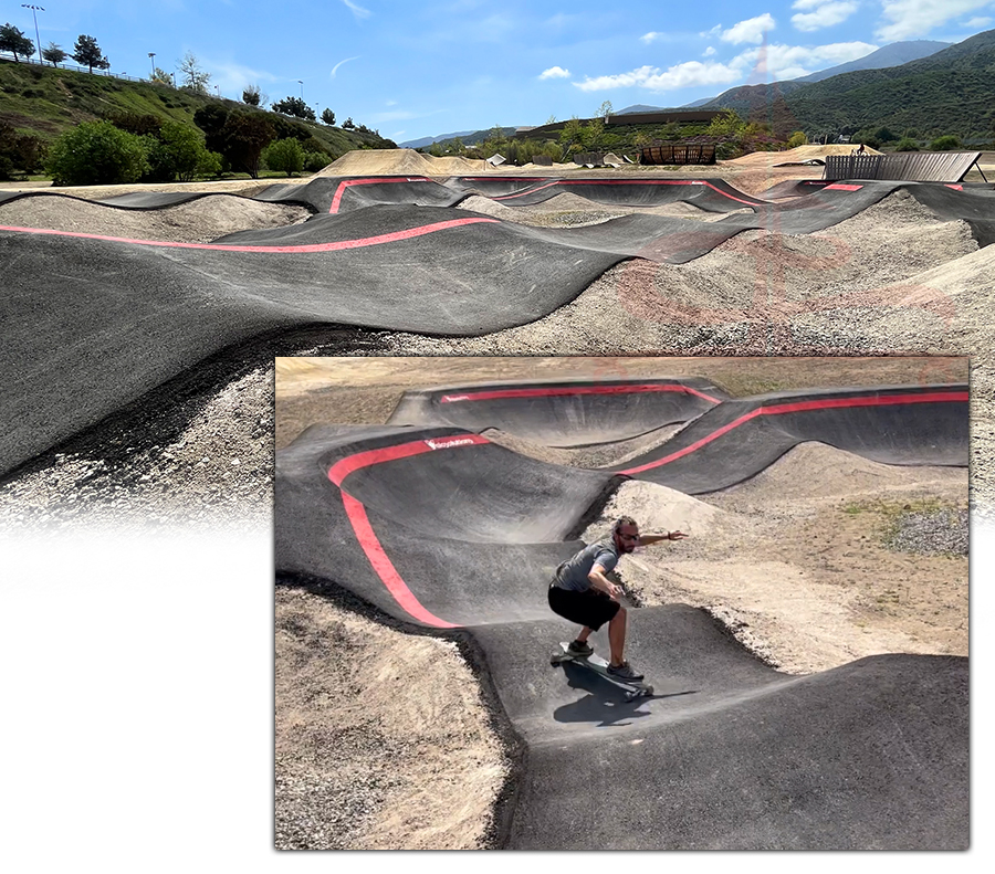 longboarding the pump track in corona