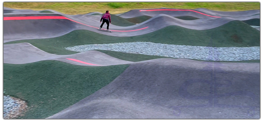 longboarding the large inglewood pump track