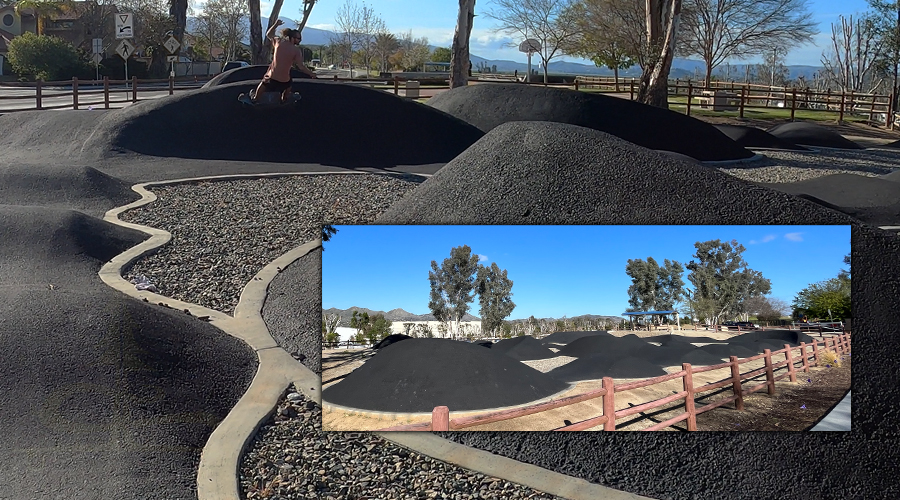 steep banked turn at the bmx track in lake elsinore