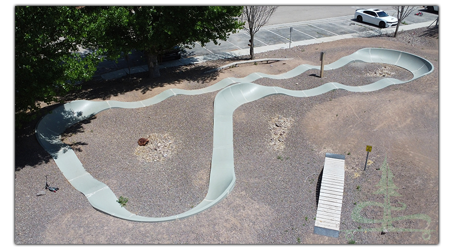 aerial view of the pump track in caliente, nevada
