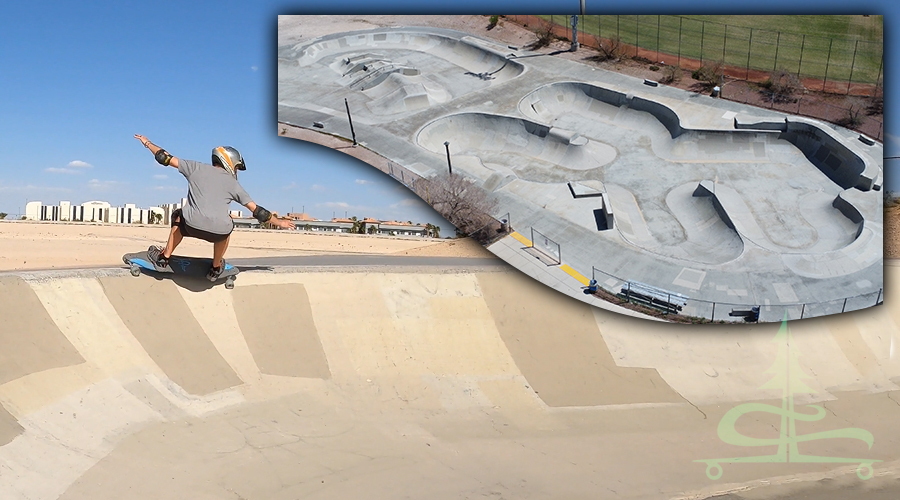 aerial view of doc romeo skatepark in las vegas